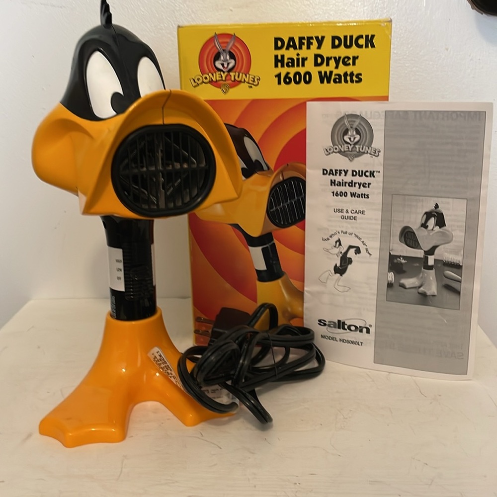 NIB! VINTAGE SALTON DAFFY DUCK 1600 Watt Hair Dryer - 1999